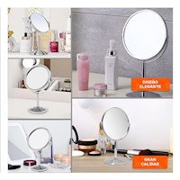 Reflejo Compacto Ovalado Doble de Mesa 16cm Plateado Y+Post It